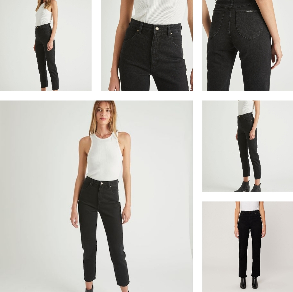Rolla’s High-Rise Slim Straight Black Jeans. Size 25